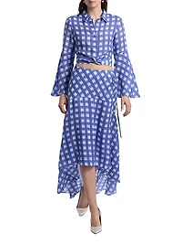 Le Fleur Maisie Checked Crop Blouse