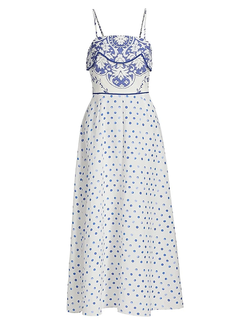 Le Fleur Hattie Linen-Cotton Midi-Dress