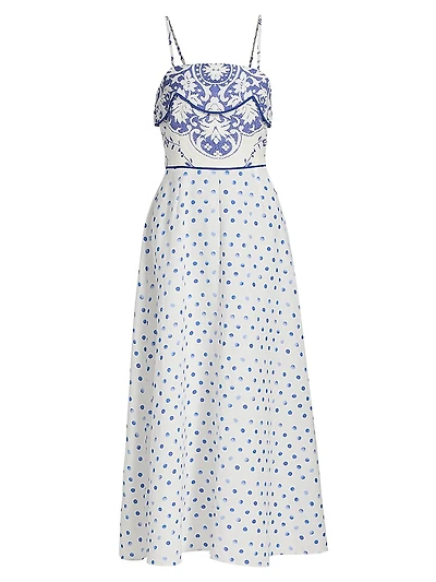 Le Fleur Hattie Linen-Cotton Midi-Dress