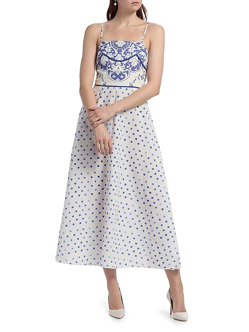 Le Fleur Hattie Linen-Cotton Midi-Dress