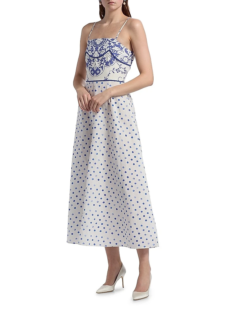 Le Fleur Hattie Linen-Cotton Midi-Dress