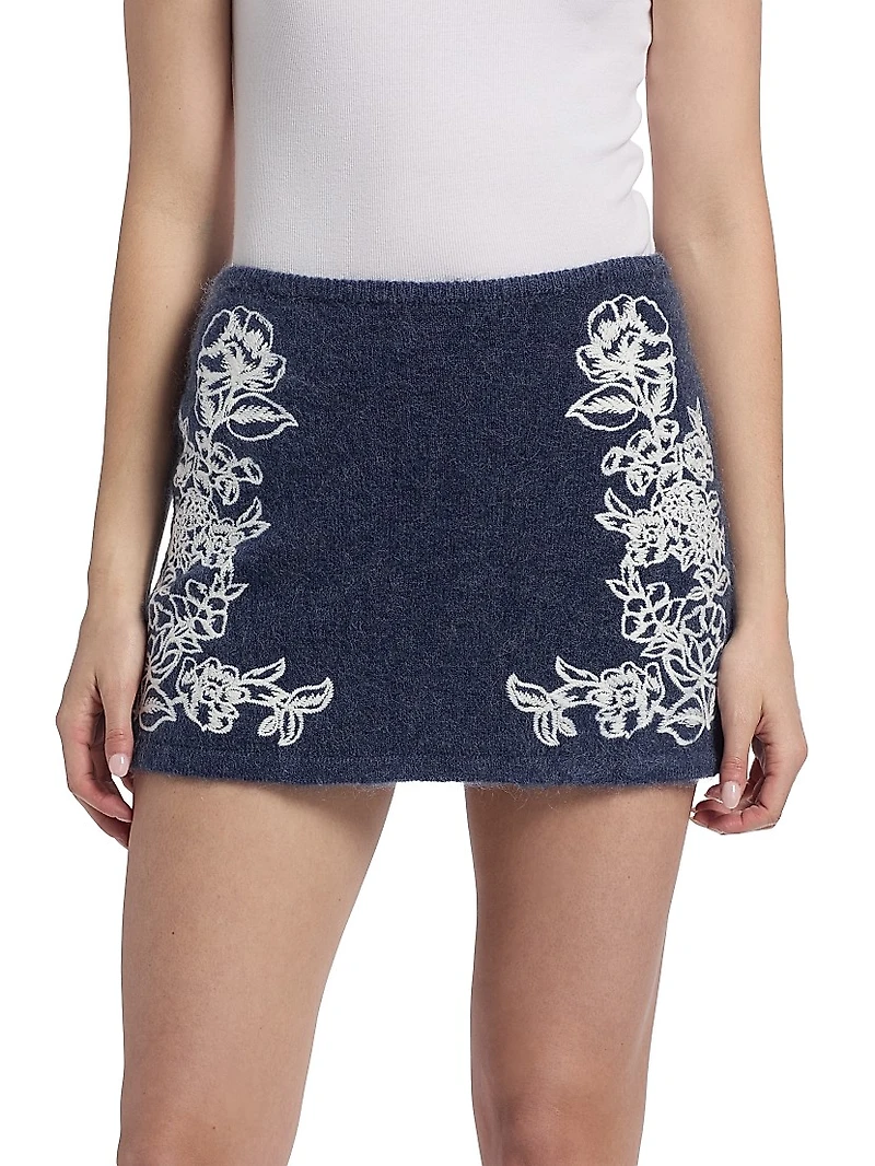 Le Fleur Agnes Mohair-Wool Blend Miniskirt