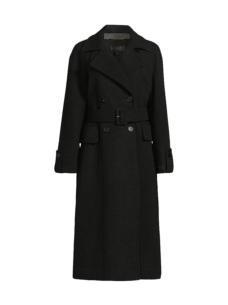 Belted Double-Breasted Raglan Coat