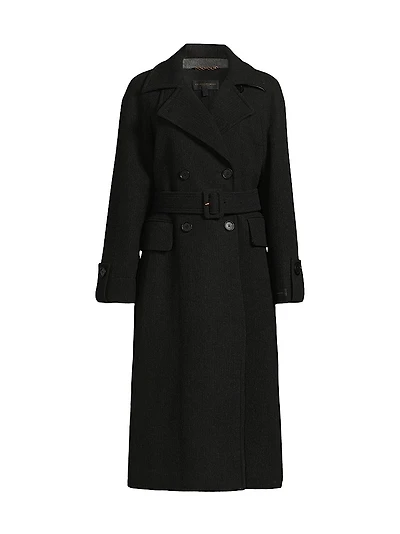 Belted Double-Breasted Raglan Coat