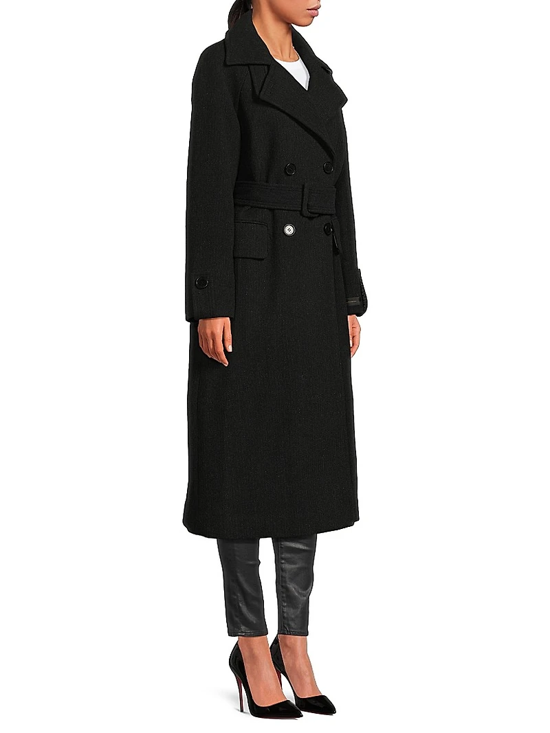 Belted Double-Breasted Raglan Coat