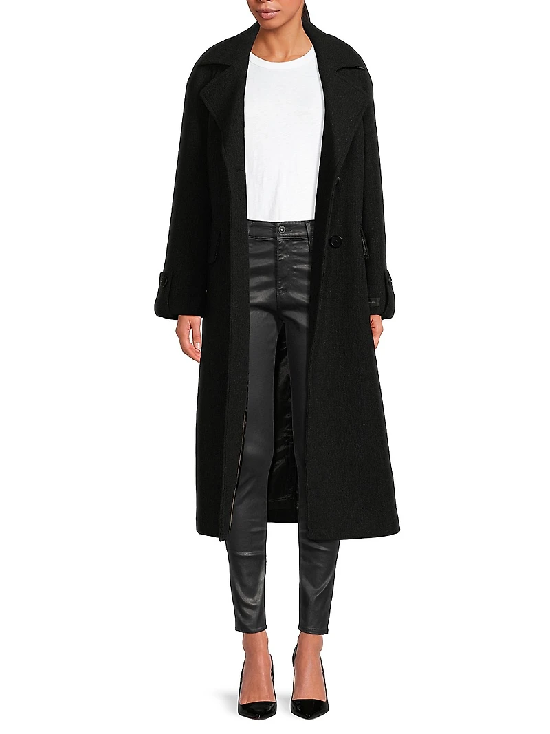 Belted Double-Breasted Raglan Coat