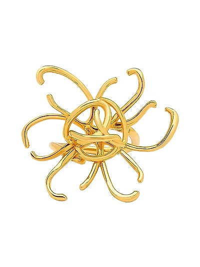 O Wire Flower 24K-Gold-Plated Brass Ring
