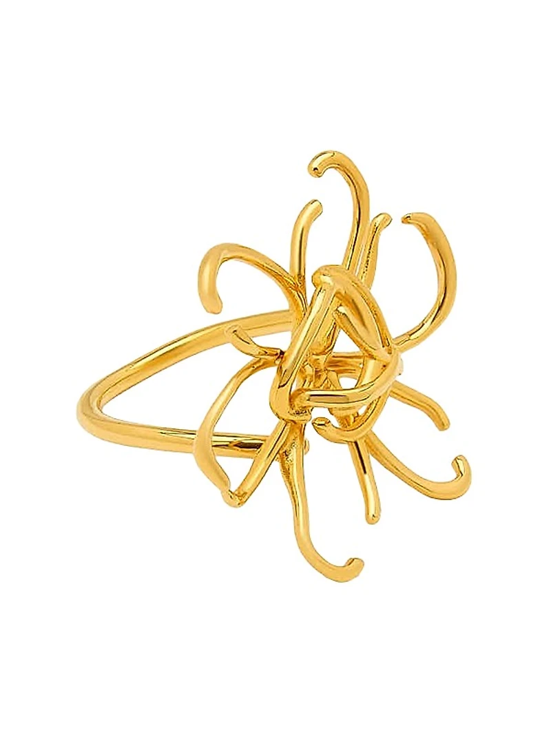 O Wire Flower 24K-Gold-Plated Brass Ring