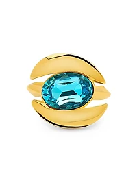 24K-Gold-Plated Brass & Glass Crystal Oval Ring