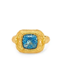 24K-Gold-Plated Brass & Glass Crystal Ring