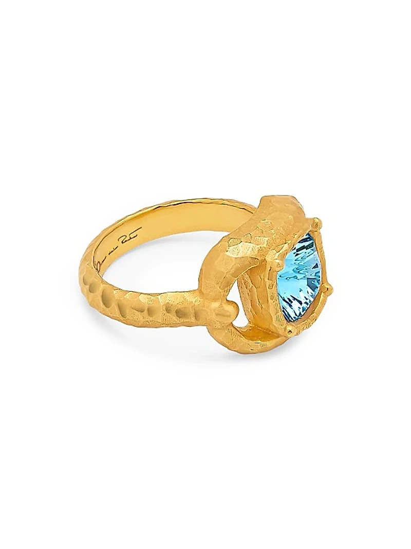 24K-Gold-Plated Brass & Glass Crystal Ring