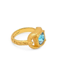 24K-Gold-Plated Brass & Glass Crystal Ring