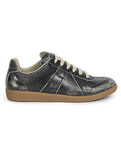 Replica Distressed Leather Sneakers