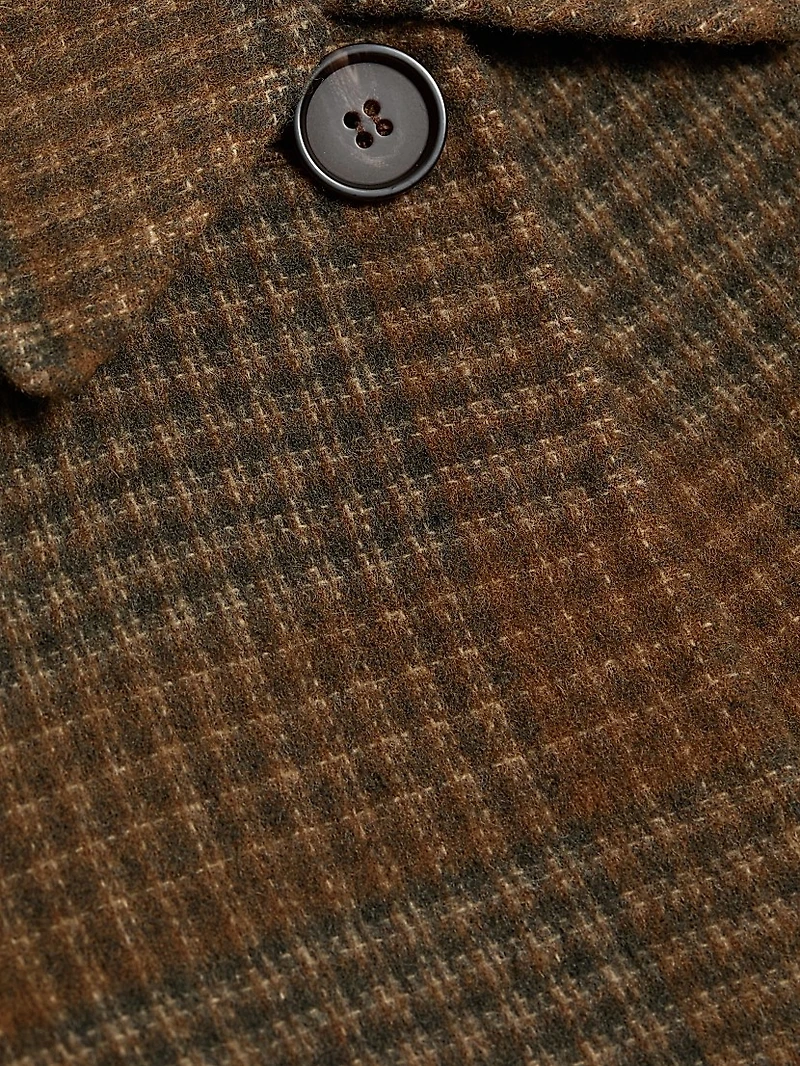Plaid Wool-Cashmere Single-Breasted Belted Coat