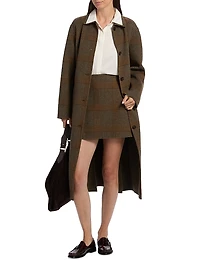 Plaid Wool-Cashmere Single-Breasted Belted Coat