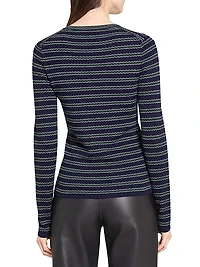 Striped Wool Rib-Knit Long-Sleeve Top