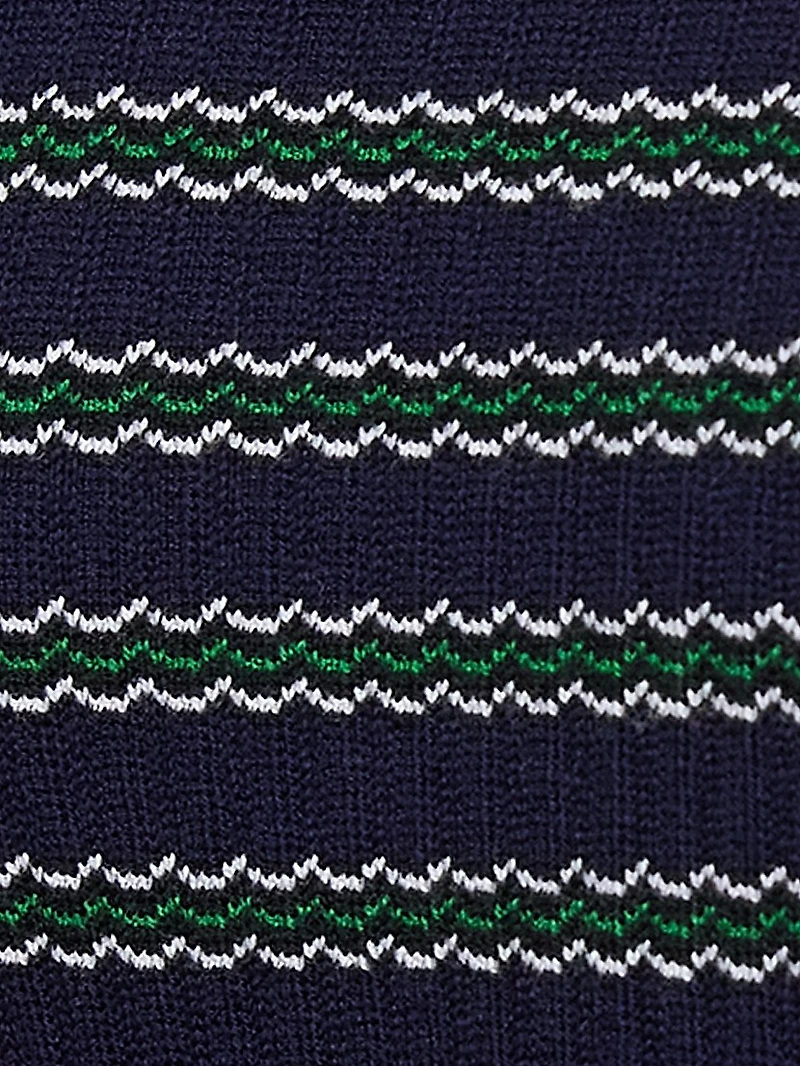 Striped Wool Rib-Knit Long-Sleeve Top