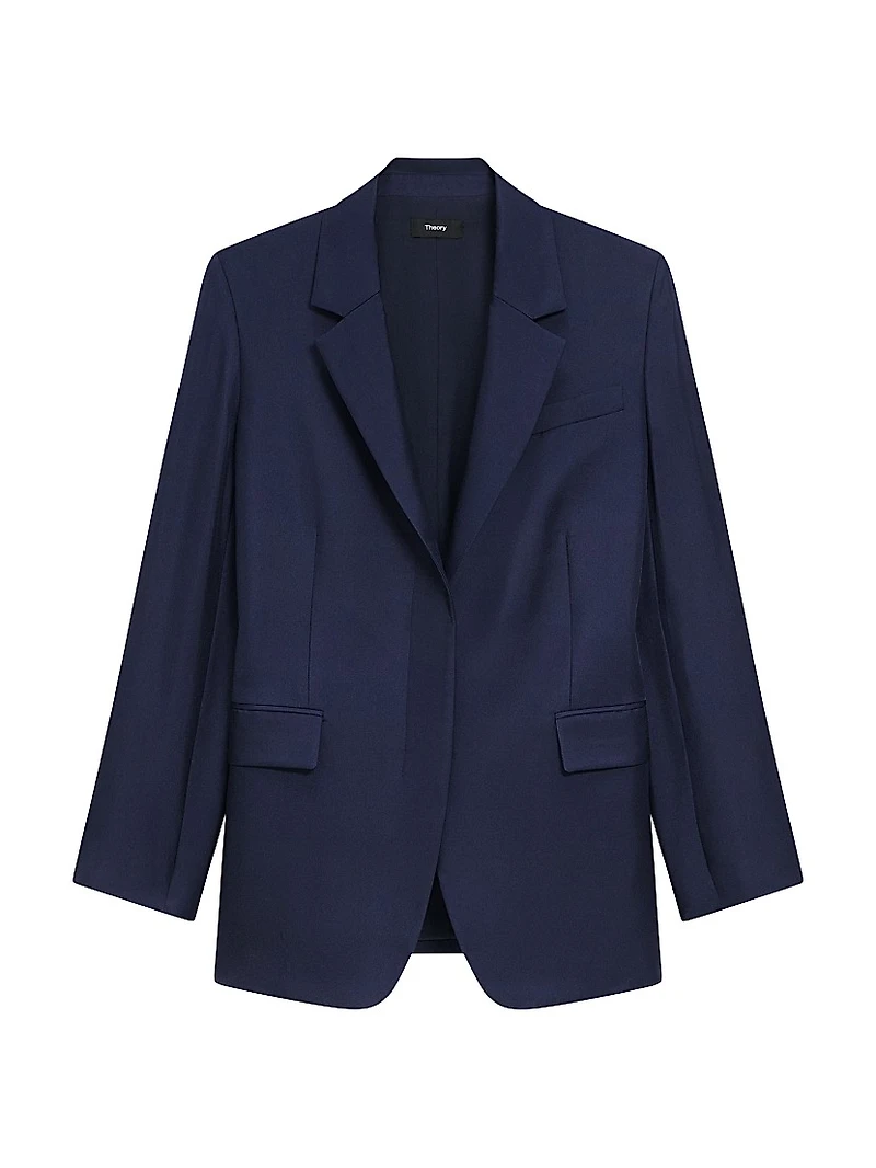 Relaxed Cinched Silk Blazer