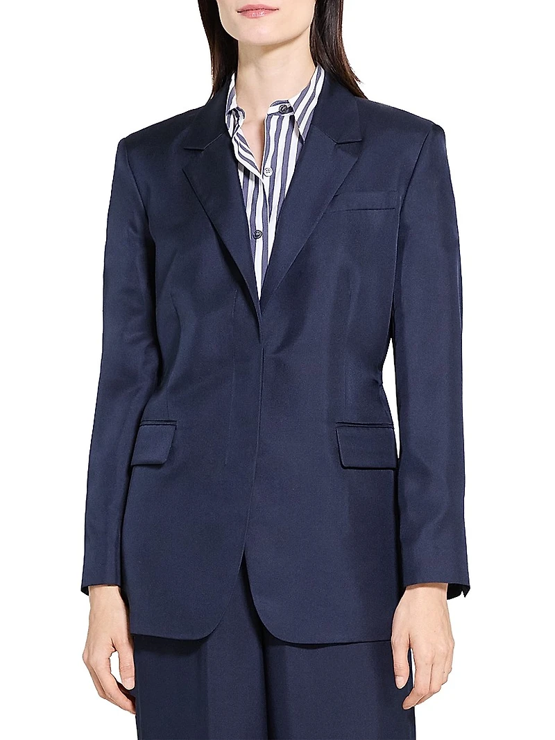 Relaxed Cinched Silk Blazer