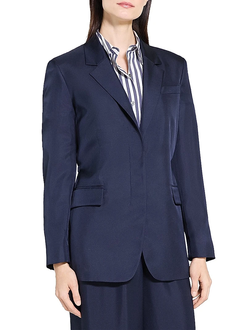 Relaxed Cinched Silk Blazer