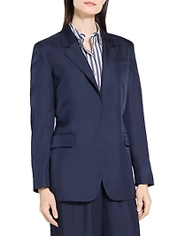Relaxed Cinched Silk Blazer
