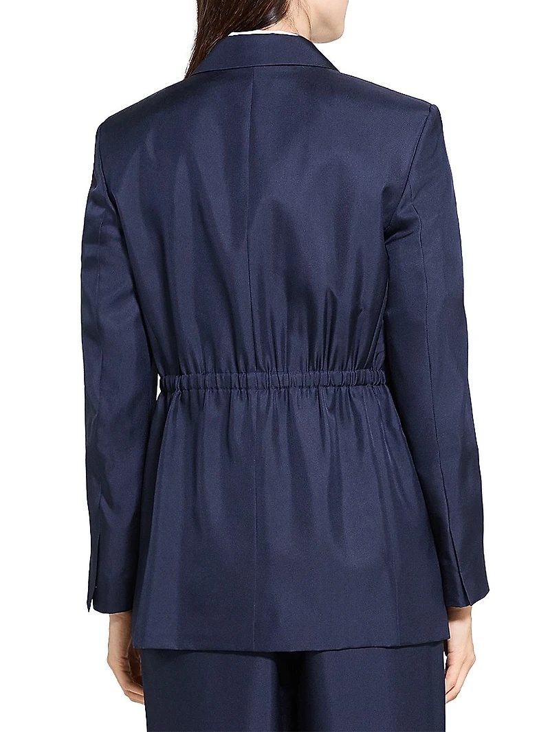 Relaxed Cinched Silk Blazer