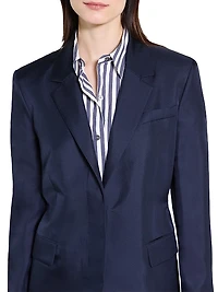 Relaxed Cinched Silk Blazer
