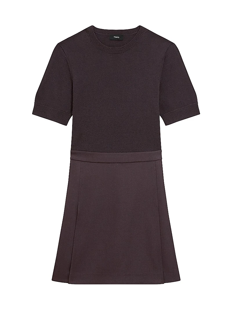 Wool-Blend Combo Minidress
