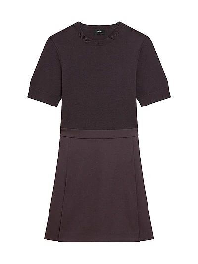 Wool-Blend Combo Minidress