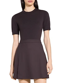 Wool-Blend Combo Minidress