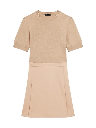 Wool-Blend Combo Minidress