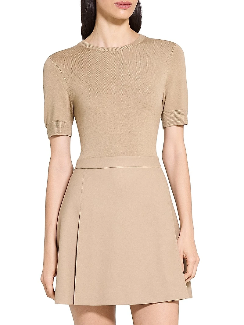 Wool-Blend Combo Minidress