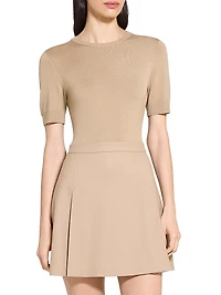 Wool-Blend Combo Minidress