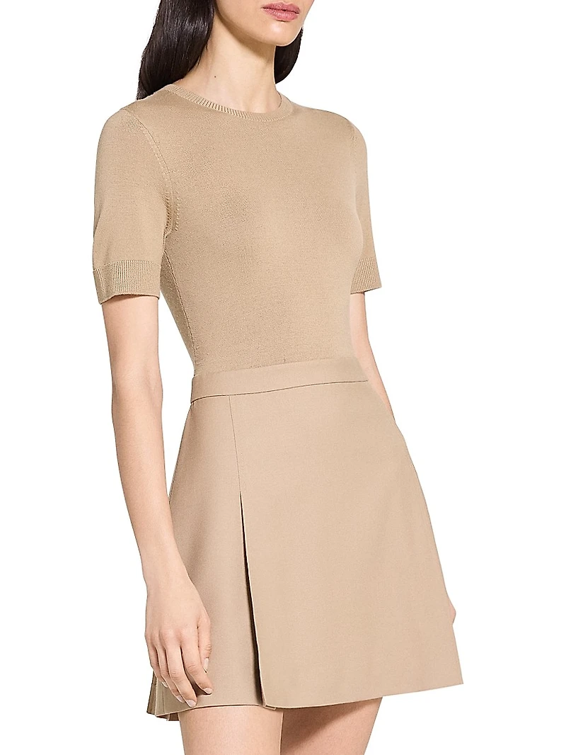 Wool-Blend Combo Minidress