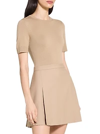 Wool-Blend Combo Minidress