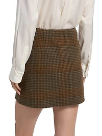 Plaid Wool-Cashmere A-Line Miniskirt