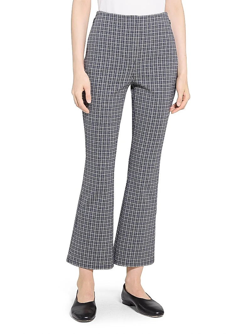 High Rise Plaid Flared Pants