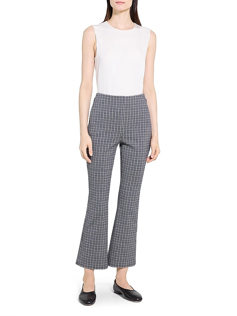 High Rise Plaid Flared Pants