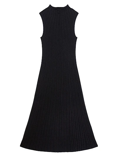 Cable-Knit Wool-Blend Fit & Flare Midi-Dress