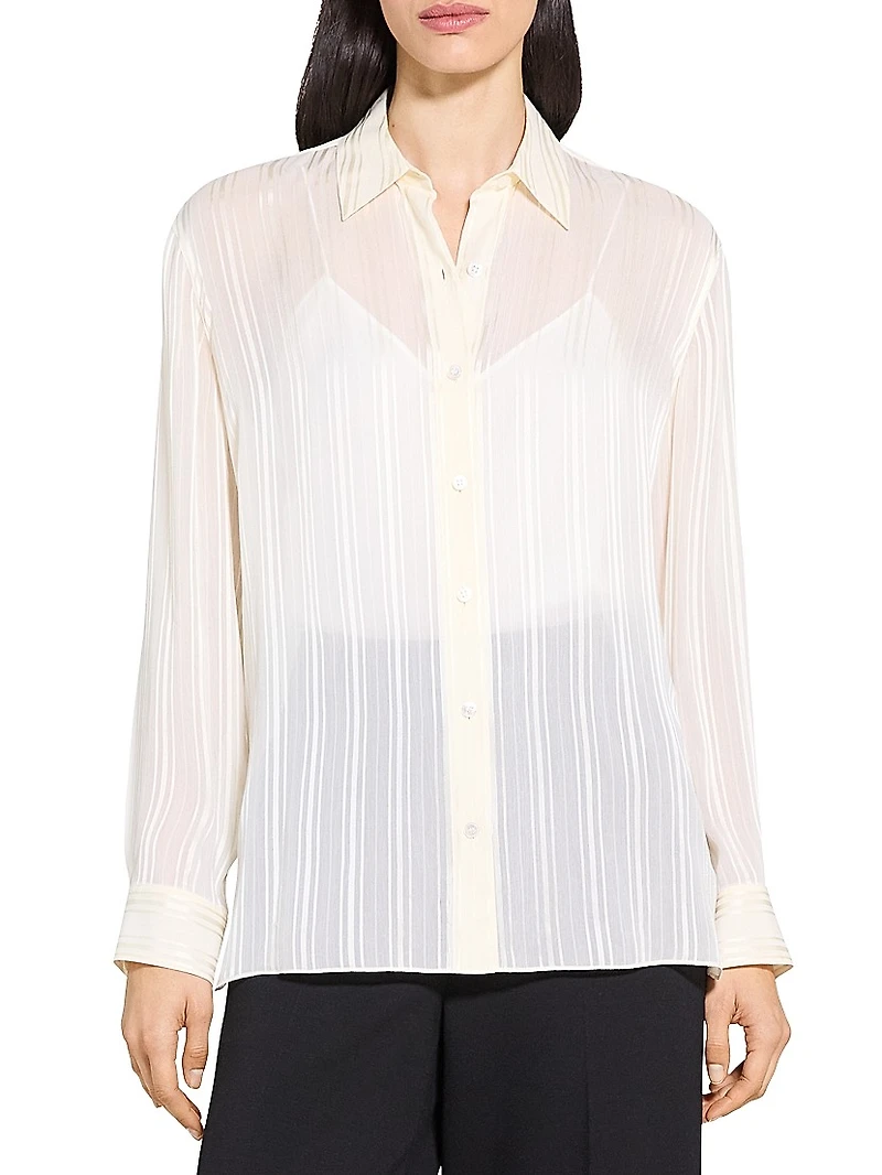 Classic Striped Button-Front Shirt