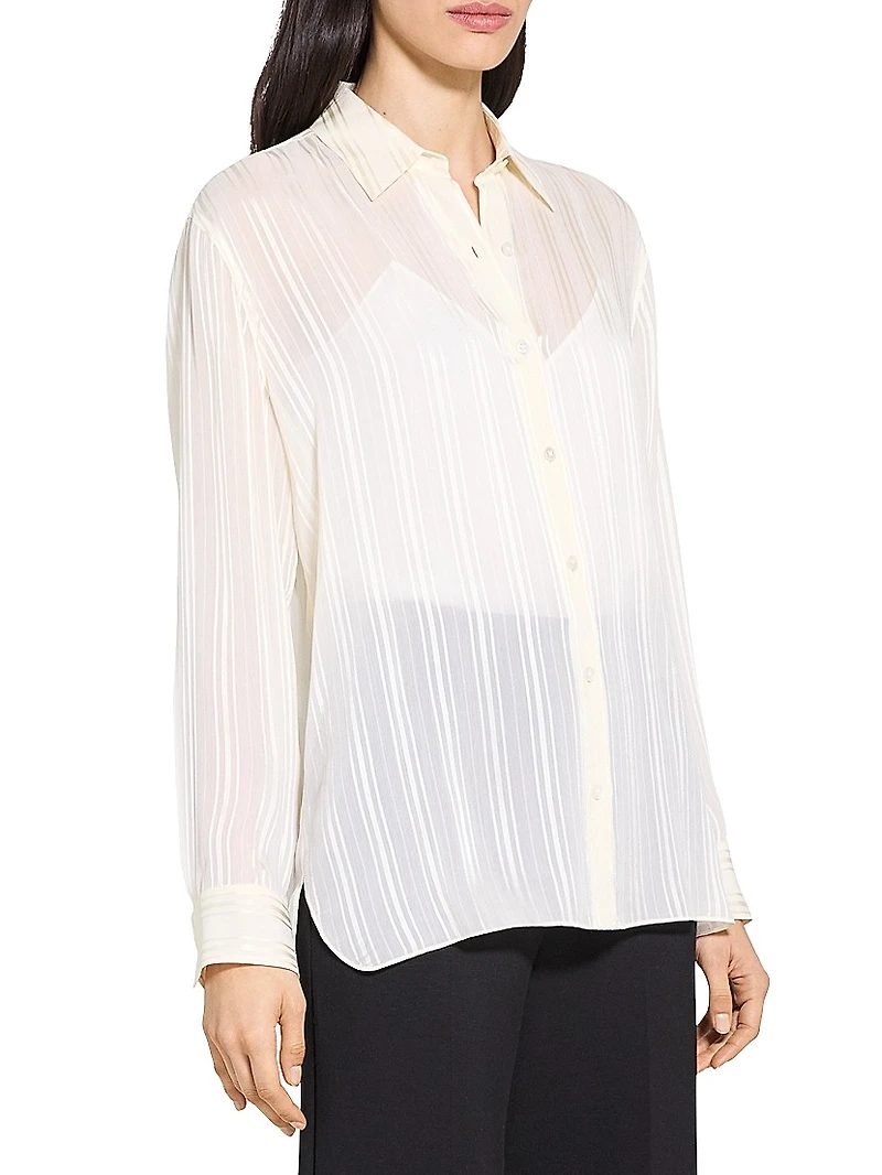 Classic Striped Button-Front Shirt