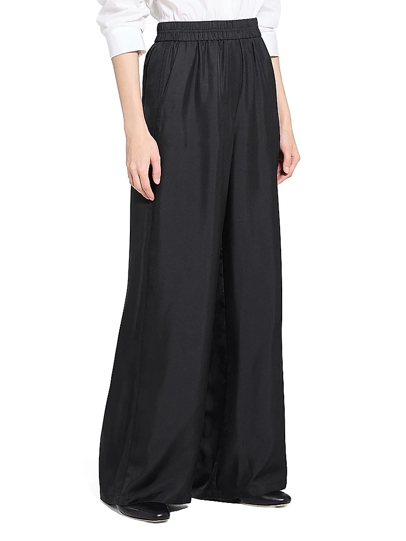Silk Elasticized Wide-Leg Pants