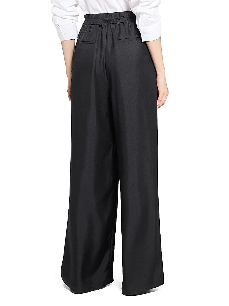 Silk Elasticized Wide-Leg Pants