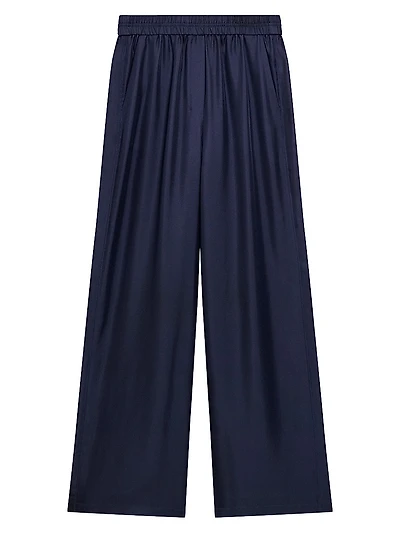 Silk Elasticized Wide-Leg Pants