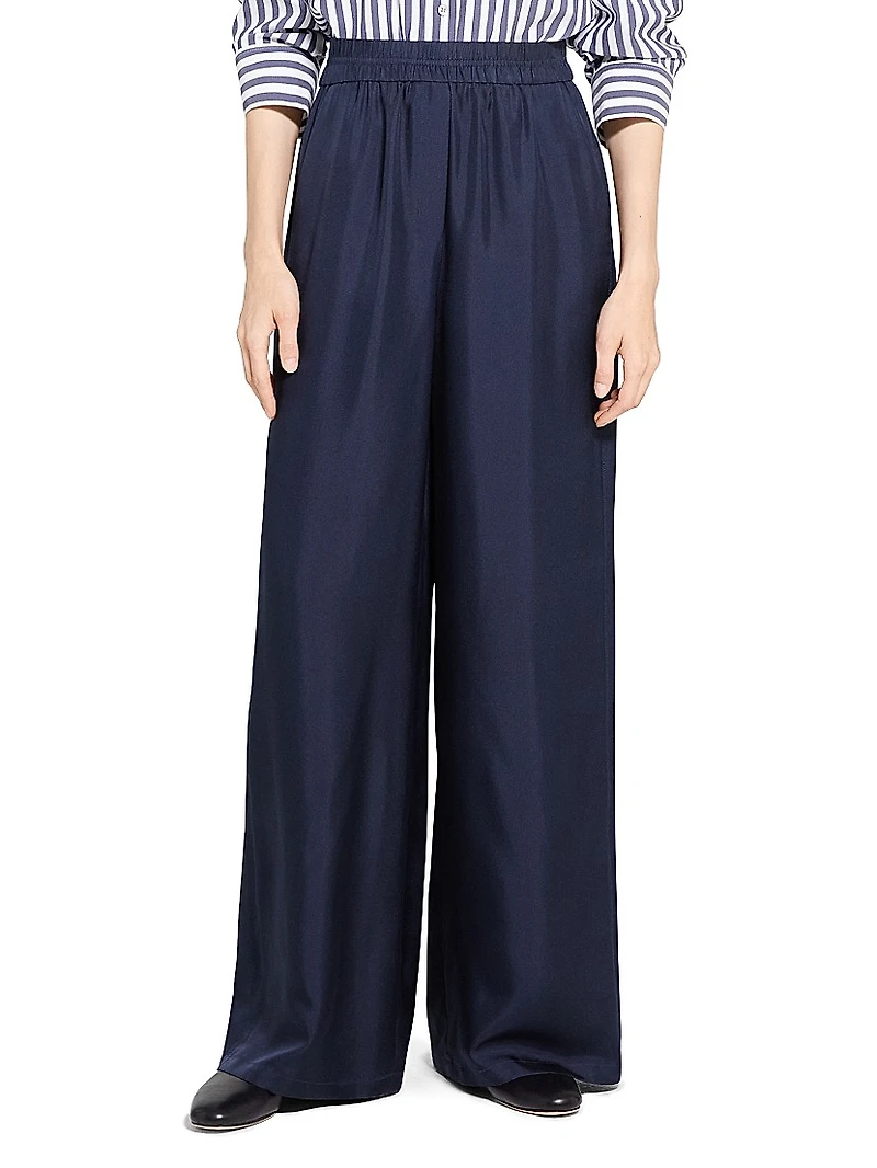 Silk Elasticized Wide-Leg Pants