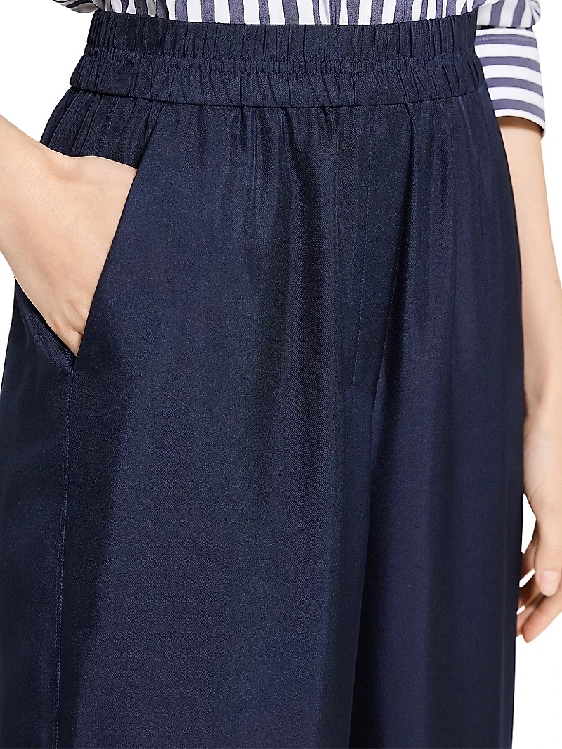 Silk Elasticized Wide-Leg Pants