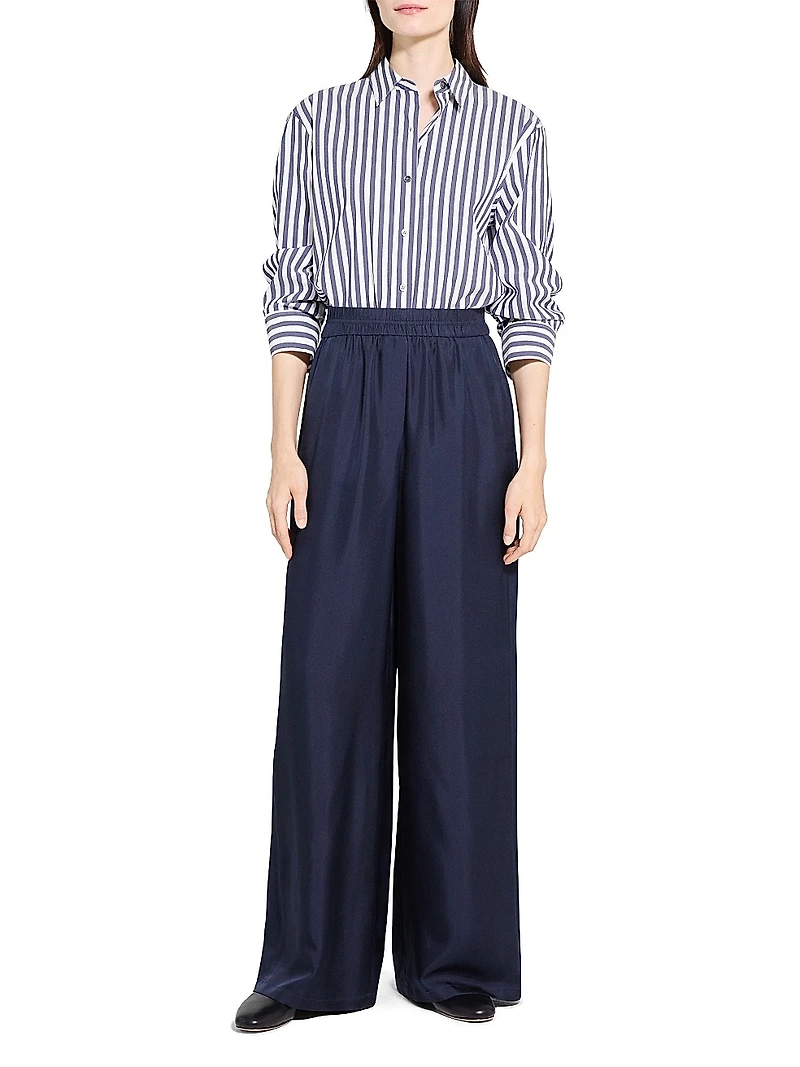 Silk Elasticized Wide-Leg Pants