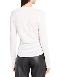 Shirred Merino Wool Cardigan