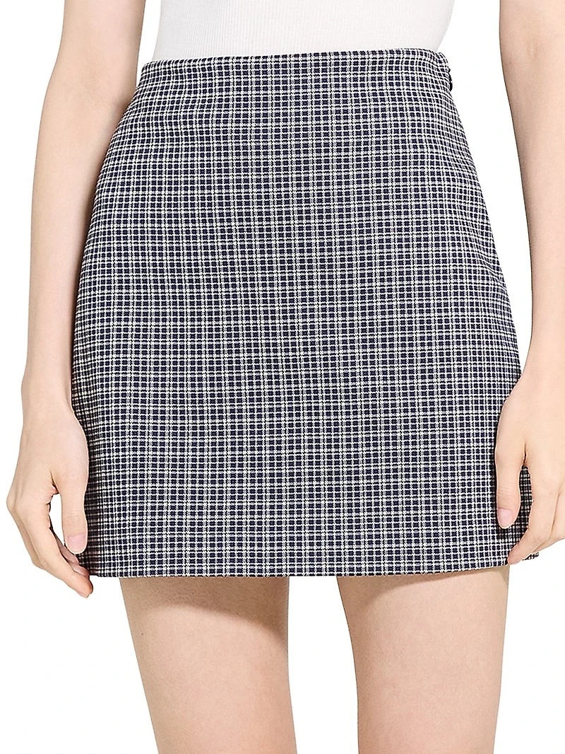 Plaid Knit A-Line Miniskirt