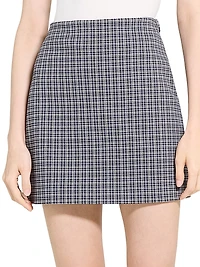 Plaid Knit A-Line Miniskirt